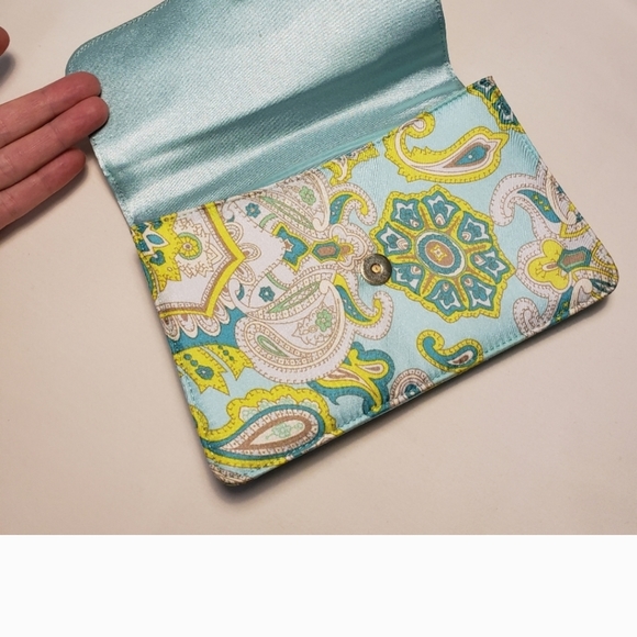 Banana Republic Silk Y2K Clutch - Evening Bag Paisley Print Gold Chain - Picture 4 of 12